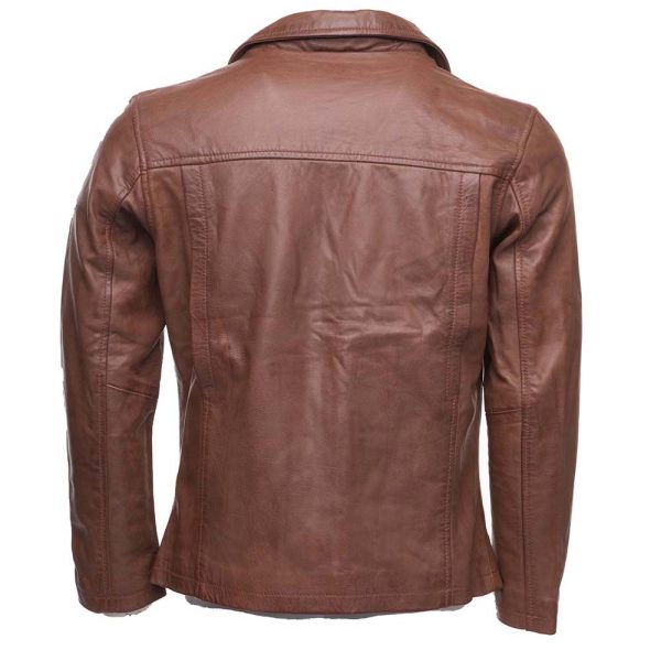 Liam Jackson dark cognac Leather Jacket - Image 2