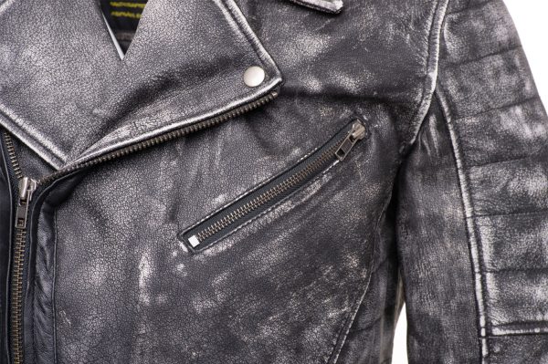 Miles stone wash biker leather jacket - Image 6