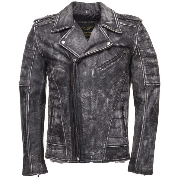 Miles stone wash biker leather jacket