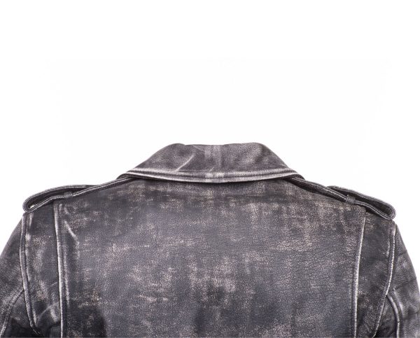 Miles stone wash biker leather jacket - Image 4