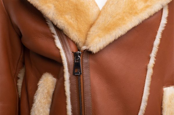 Alek's Biker Shearling Jacket with Fur Details - Image 11