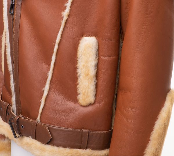 Alek's Biker Shearling Jacket with Fur Details - Image 8