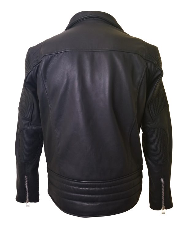 Brett's biker style leather jacket with stretchy leather - Image 3