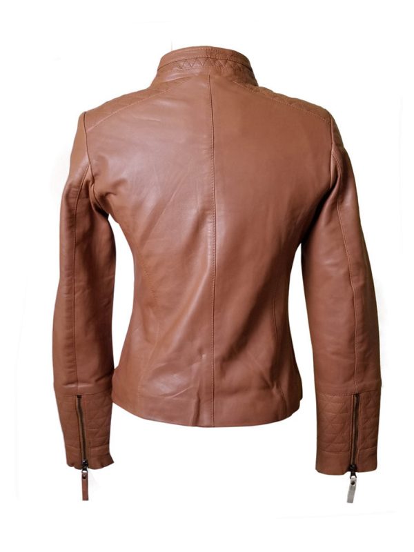 Arianne’s Plain Leather Jacket With Straight Collar - Image 7