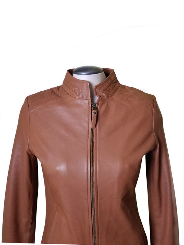 Arianne’s Plain Leather Jacket With Straight Collar - Image 8