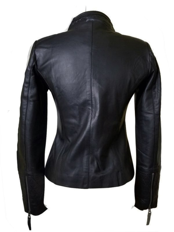 Arianne’s Plain Leather Jacket With Straight Collar - Image 3