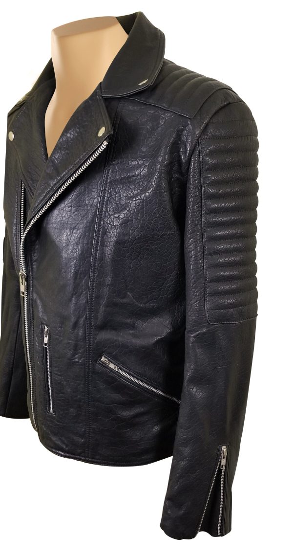 Bubble Textured Biker style Leather Jacket - Image 2