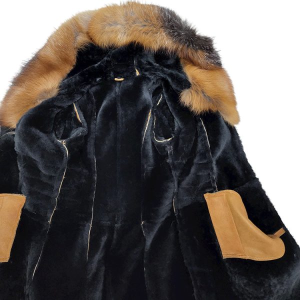 Chantal's Tan Shearling coat with large fox fur hoodie and trim - Image 10