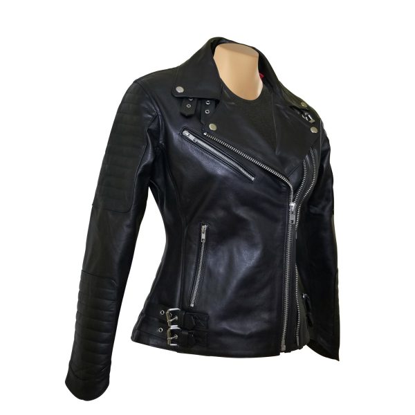 Miyah's double zipper leather jacket with ribbed stitching details - Image 2