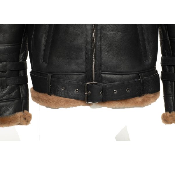 Viktor's black Aviator bomber shearling jacket - Image 7