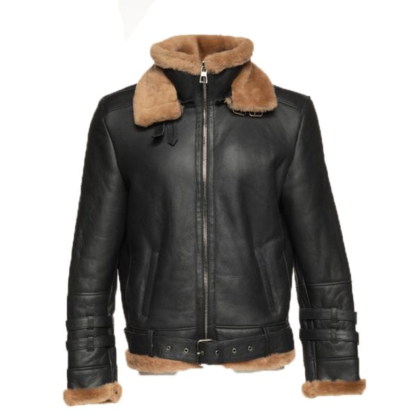 Viktor's black Aviator bomber shearling jacket - Image 3