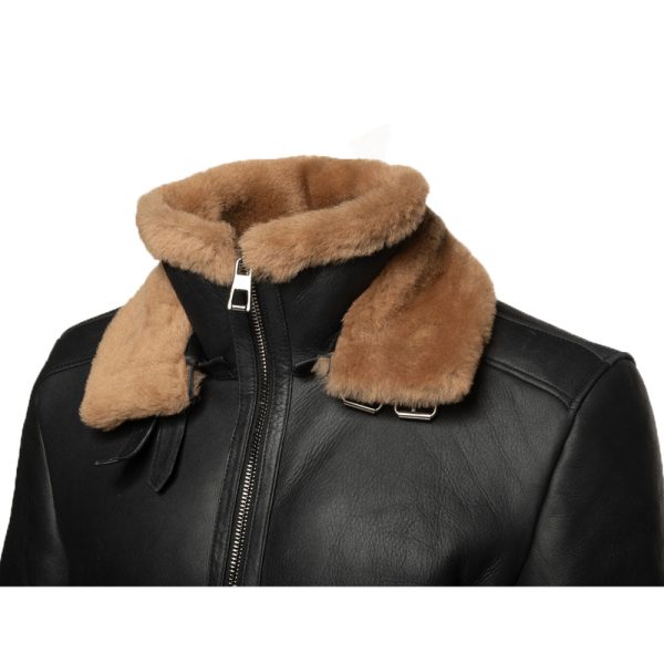 Viktor's black Aviator bomber shearling jacket - Image 2