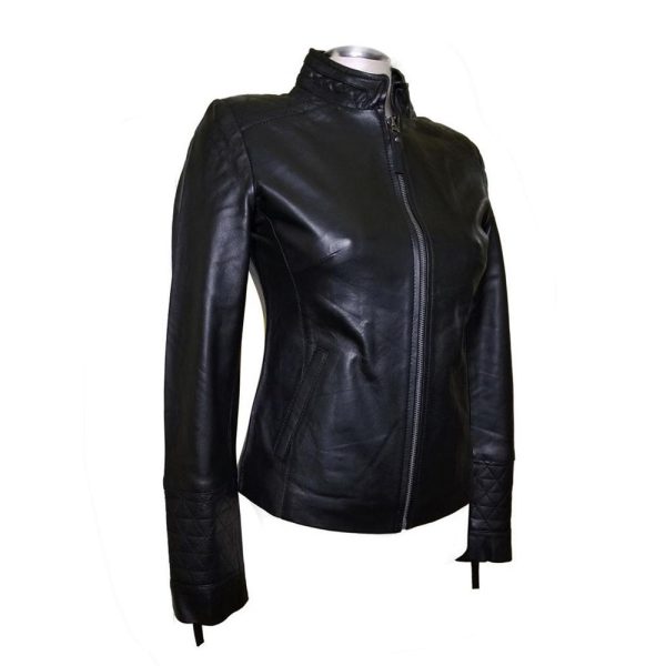 Arianne’s Plain Leather Jacket With Straight Collar - Image 2