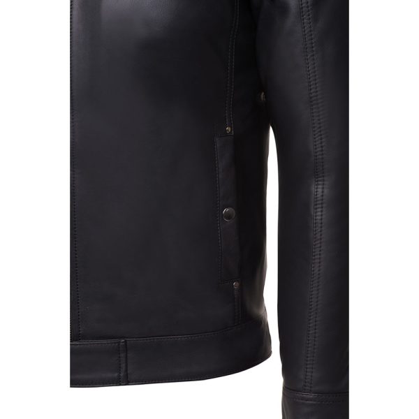 Asher plain Black Cafe Racer jacket - Image 5