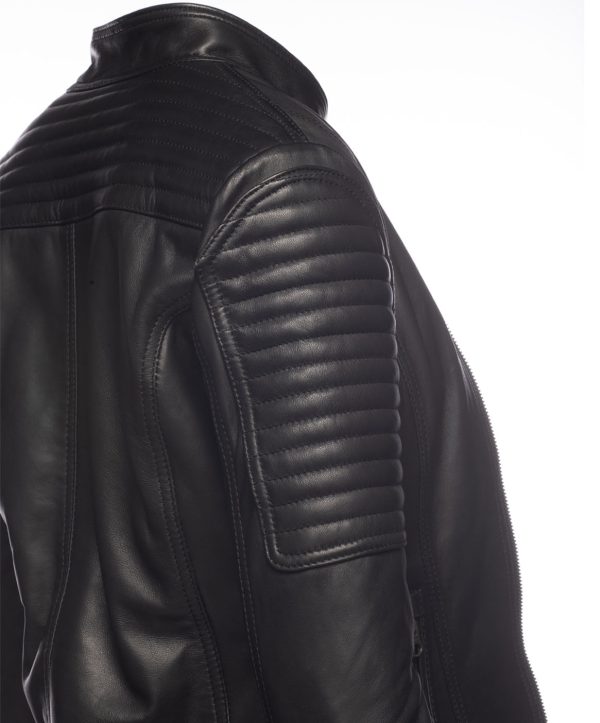 Maxine Noir Leather Jacket With Side Lacing - Image 5