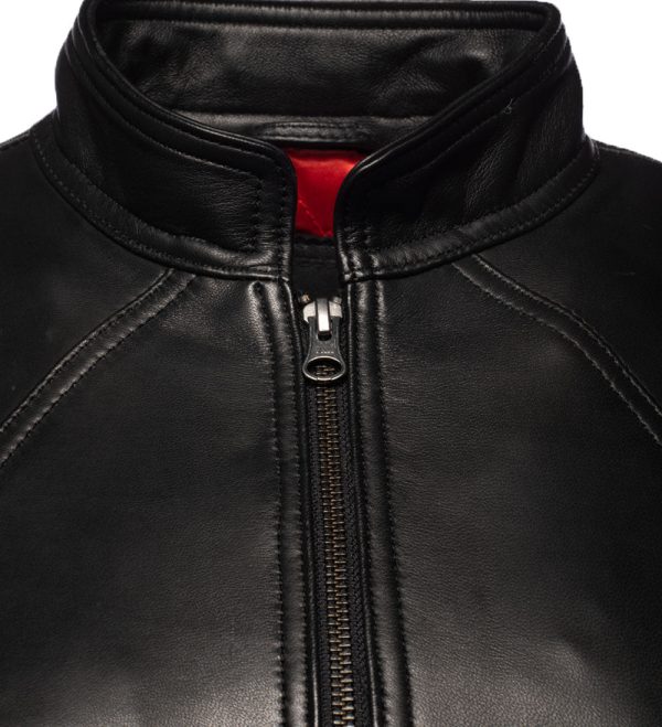 Maxine Noir Leather Jacket With Side Lacing - Image 3