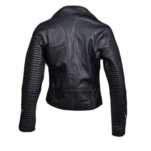 Nyah’s Biker Style Jacket With Ribbed Sleeves - Image 3