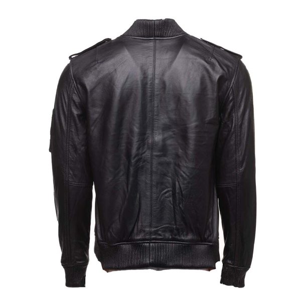 MA-1 black bomber leather Jacket - Image 2