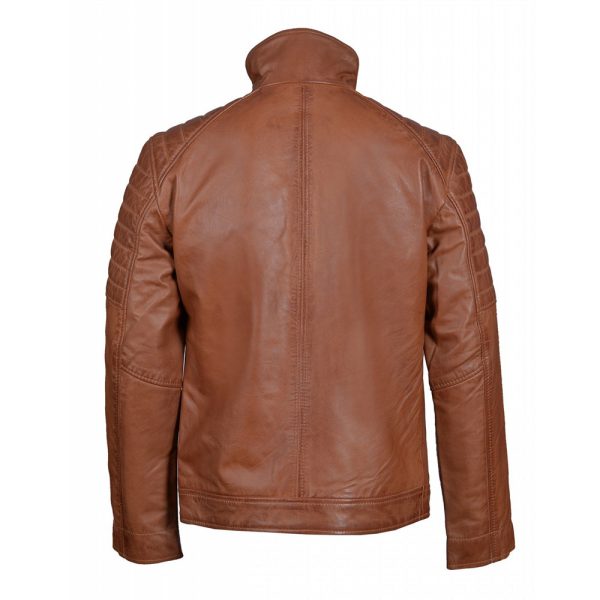 Bogdans brown leather jacket with shoulder and arm patches - Image 2