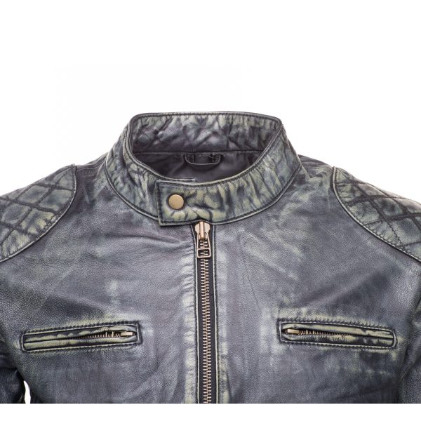 Grayson stone wash Cafe Racer jacket - Image 3