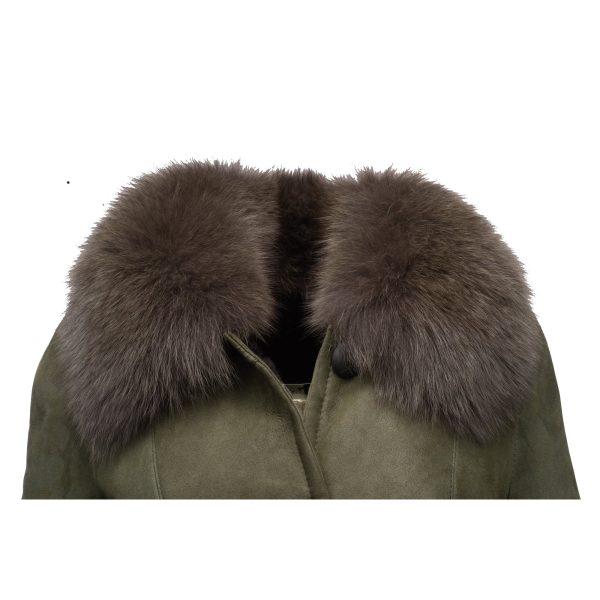 Caitlan’s Shearling Sheepskin Full Length Long Coat With Fox Fur Trim - Image 2