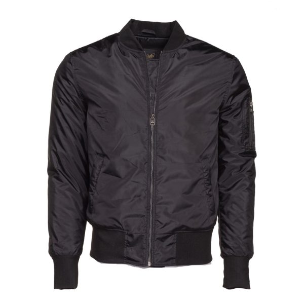 Allan's black Nylon flight jacket with ribbed waist