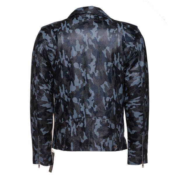 Aman Dowling's Blue Camouflage biker style jacket - Image 2