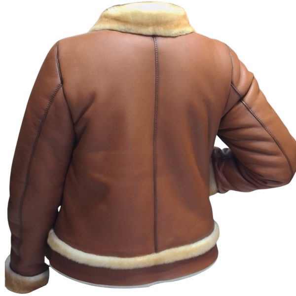 Avani's Brown Sheepskin Shearling Jacket with Cream Fur Trims - Image 2