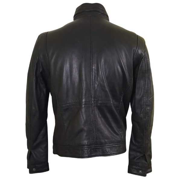 Benson zip up leather jacket with flap pockets - Image 2