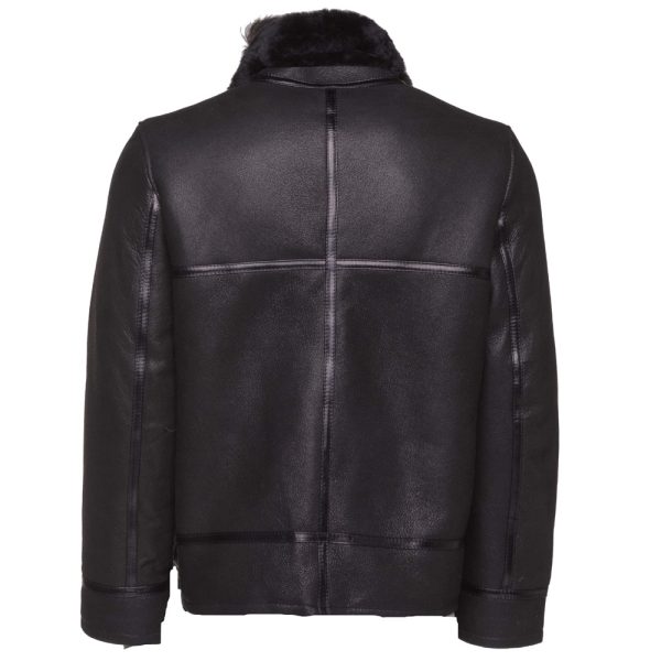 Black B3 Bomber Aviator Shearling Jacket - Image 2