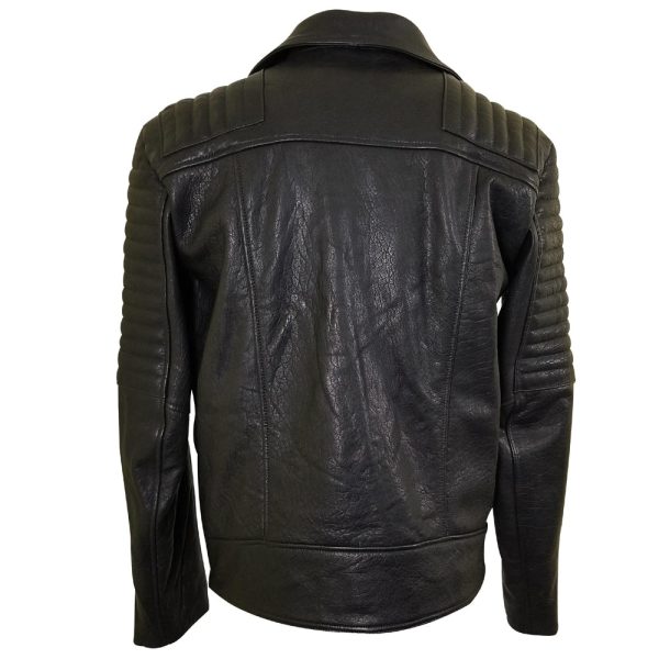 Bubble Textured Biker style Leather Jacket - Image 3