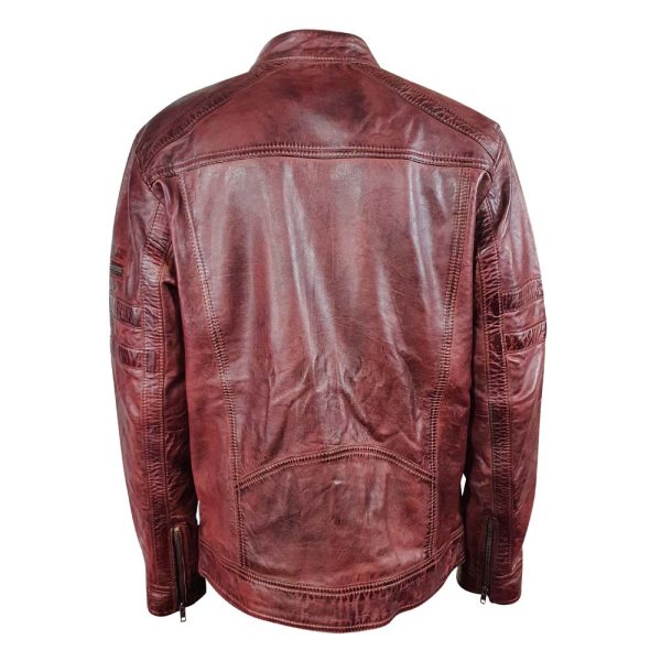 Charley Ellwood's moto style Burnished Burgundy Leather Jacket - Image 2