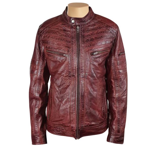 Charley Ellwood's moto style Burnished Burgundy Leather Jacket