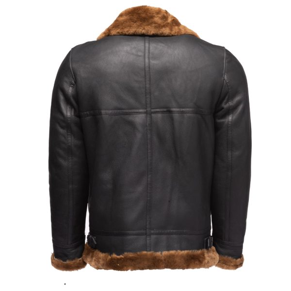 Classic Ginger Brown B3 Bomber Aviator Shearling Jacket - Image 2