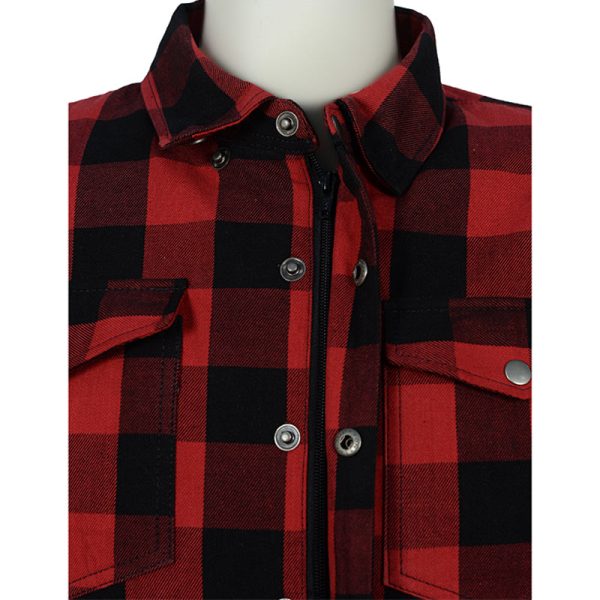 Red Moto Rider armored motorcycle flannel shirt - Image 4