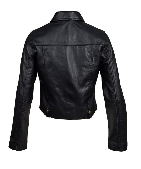 Moesha’s Classic Crop Leather Jacket - Image 3