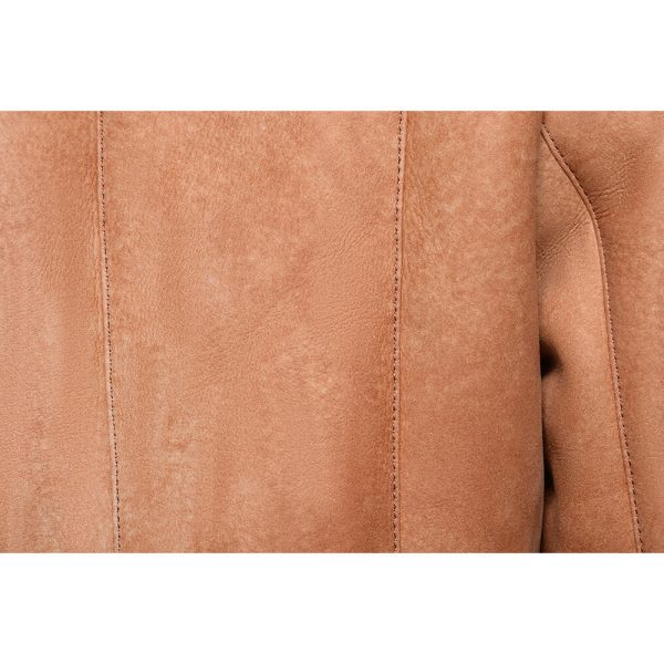 Kristy Vintage Cognac Womens Crop Shearling Bomber Jacket - Image 6