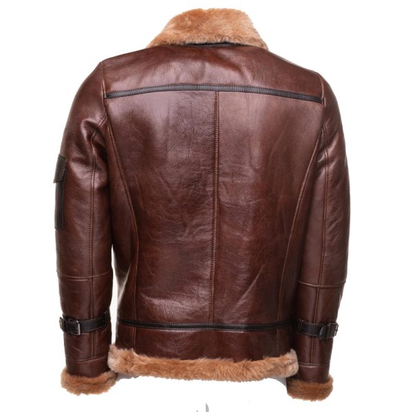 Esa Brown Bomber Sheepskin Shearling Jacket with large pockets - Image 2