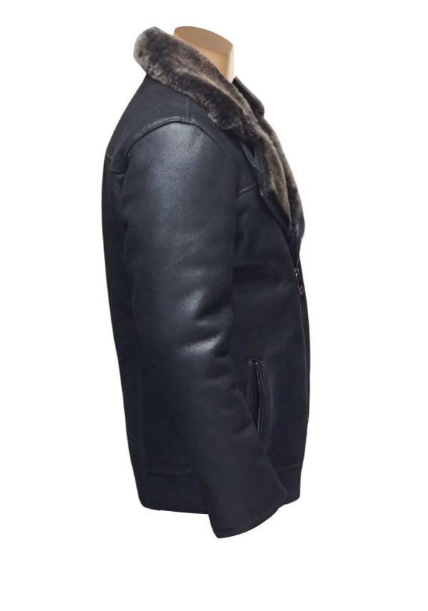 Robbie's Black Shearling Sheepskin Car coat - Image 3