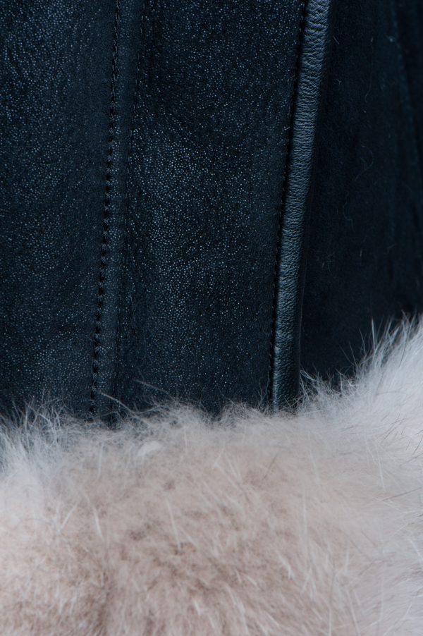 Cecily’s Black Shearling Sheepskin With Fox Fur Trim - Image 4