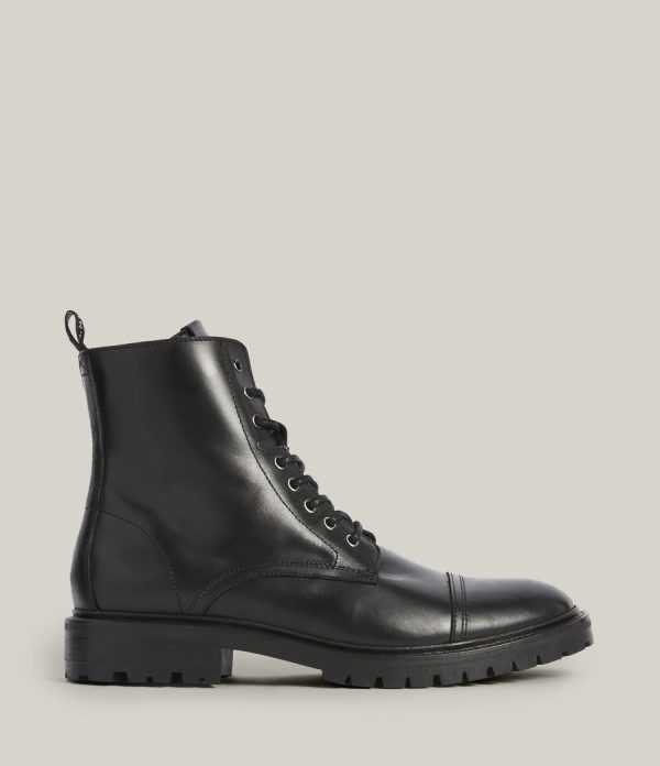 Piero black leather boots for men