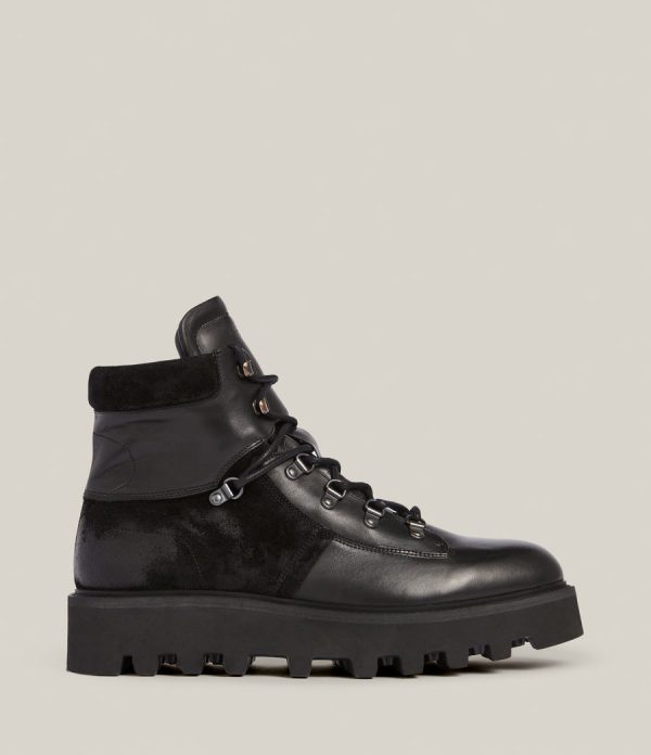 Kai black leather boots for men