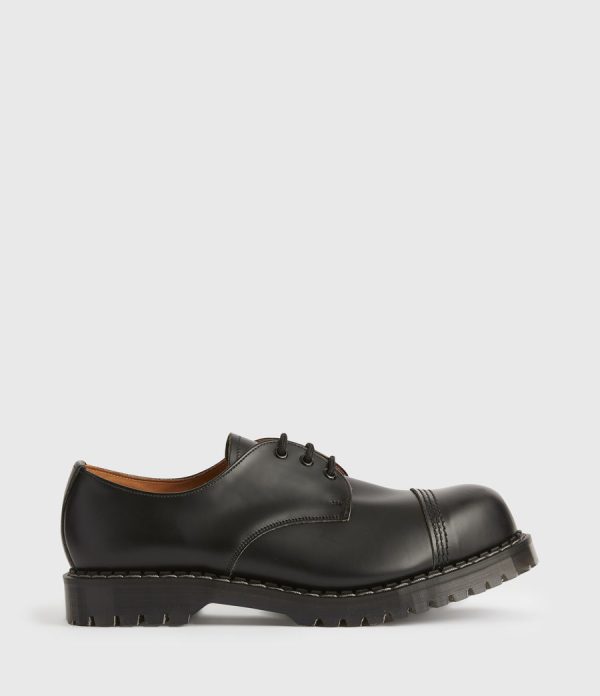 Gower black leather derby shoes for men