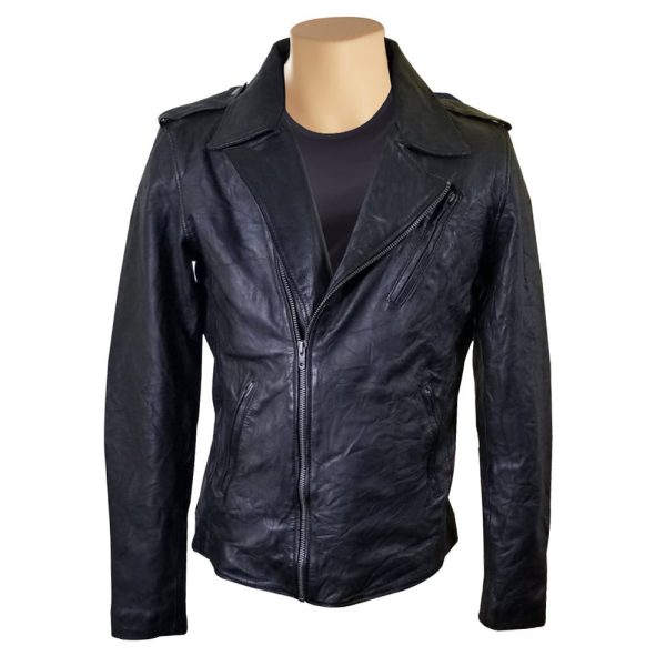 New Wrinkled Texture Leather jacket