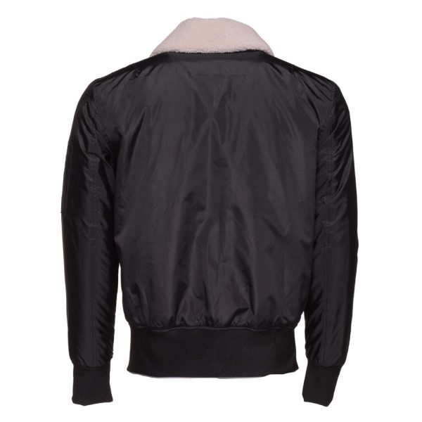 Riccardo's Black Nylon flight jacket with fur collar - Image 2