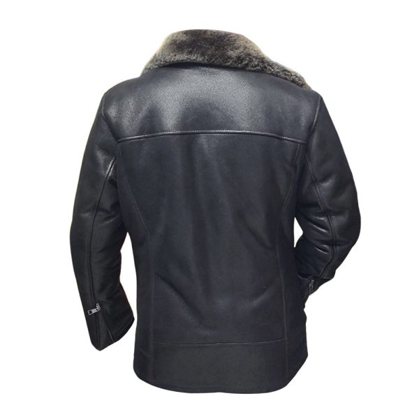 Robbie's Black Shearling Sheepskin Car coat - Image 2