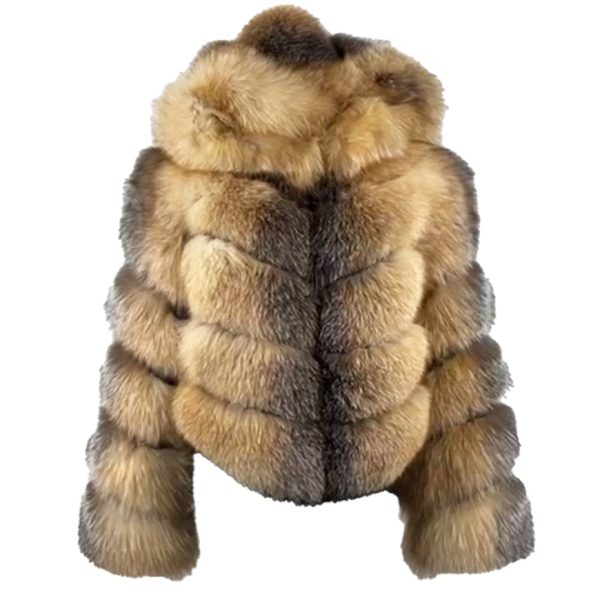 Women's Fox Fur Bomber Hooded Jacket