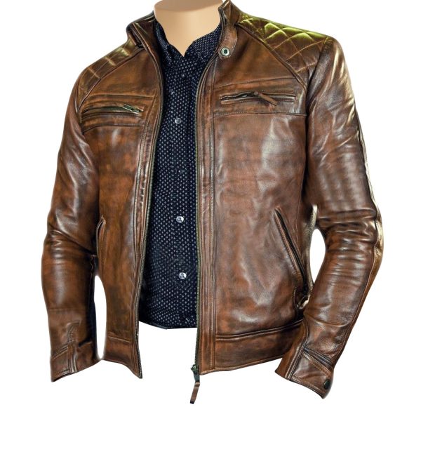 Roan Distressed Brown moto leather jacket - Image 3