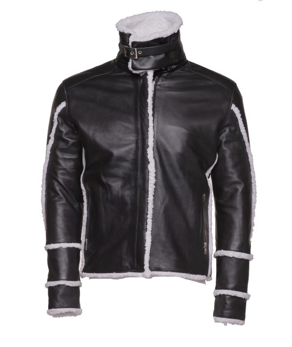 Harry's Sherpa Leather jacket with double collar - Image 3