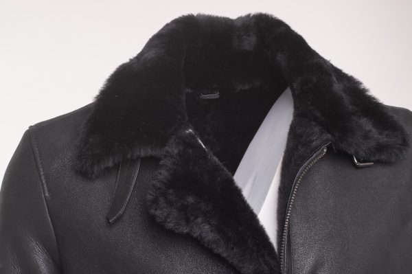 Black B3 Bomber Aviator Shearling Jacket - Image 3